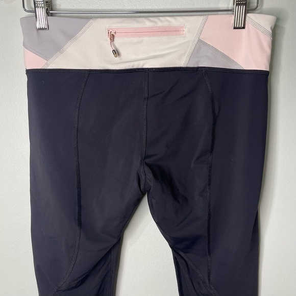 Lululemon Athletic Crop Leggings Black Pink White Workout Gym Activewear Size 8 - Picture 5 of 10